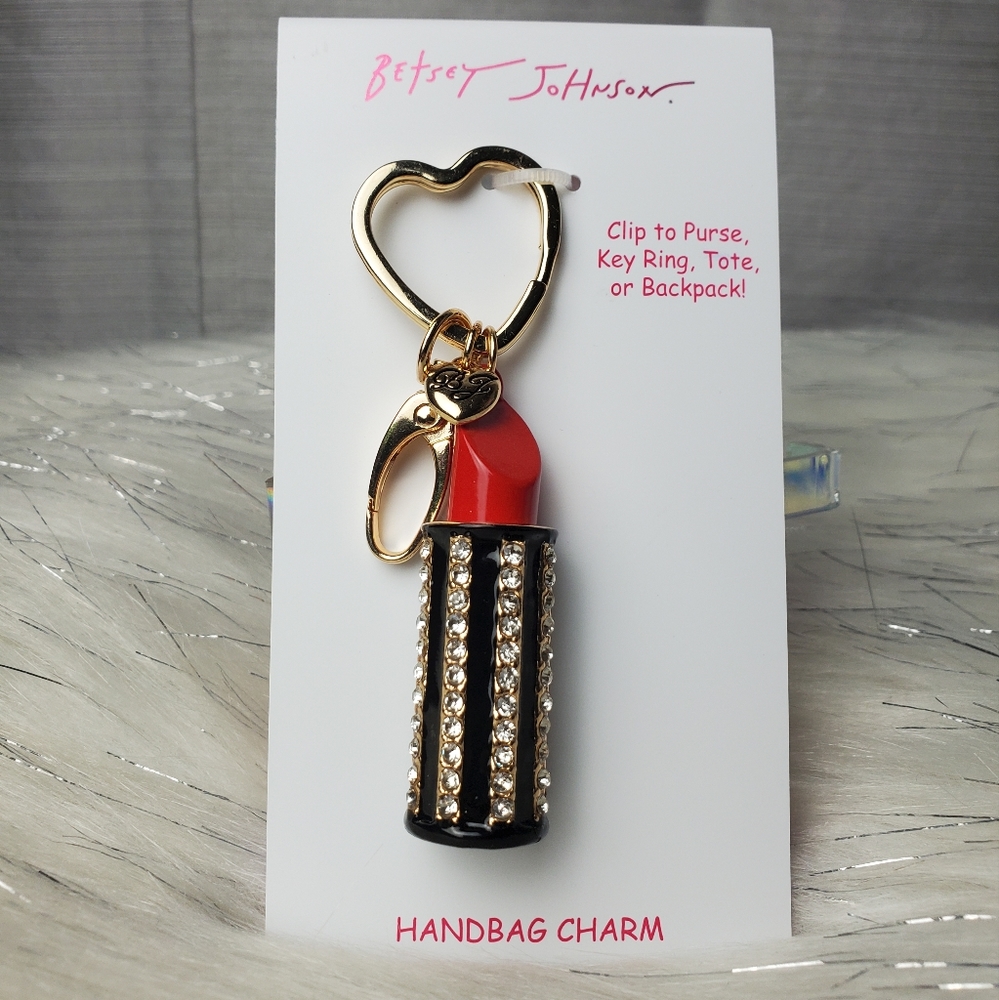 BETSEY JOHNSON red lipstick handbag charm